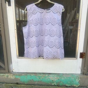 Ann Taylor Lilac Eyelet Sleeveless Blouse
